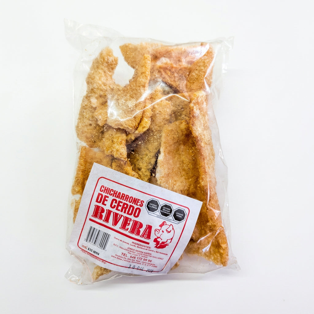 Bolsa de chicharrón de cerdo marca Rivera 90 gramos