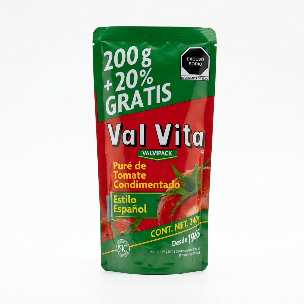 Puré de tomate condimentado Valvita 200 gramos