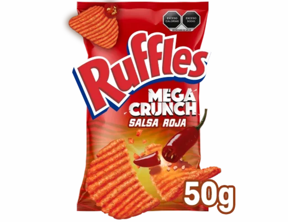 Ruffles Mega Crunch Salsa Roja de 50 gramos