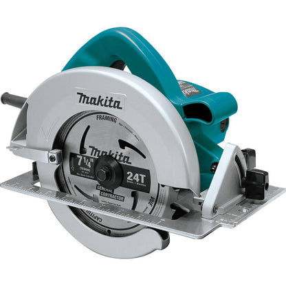 Sierra circular eléctrica de 15 amperios, hoja de 7-1/4" de diámetro y 5800 RPM.